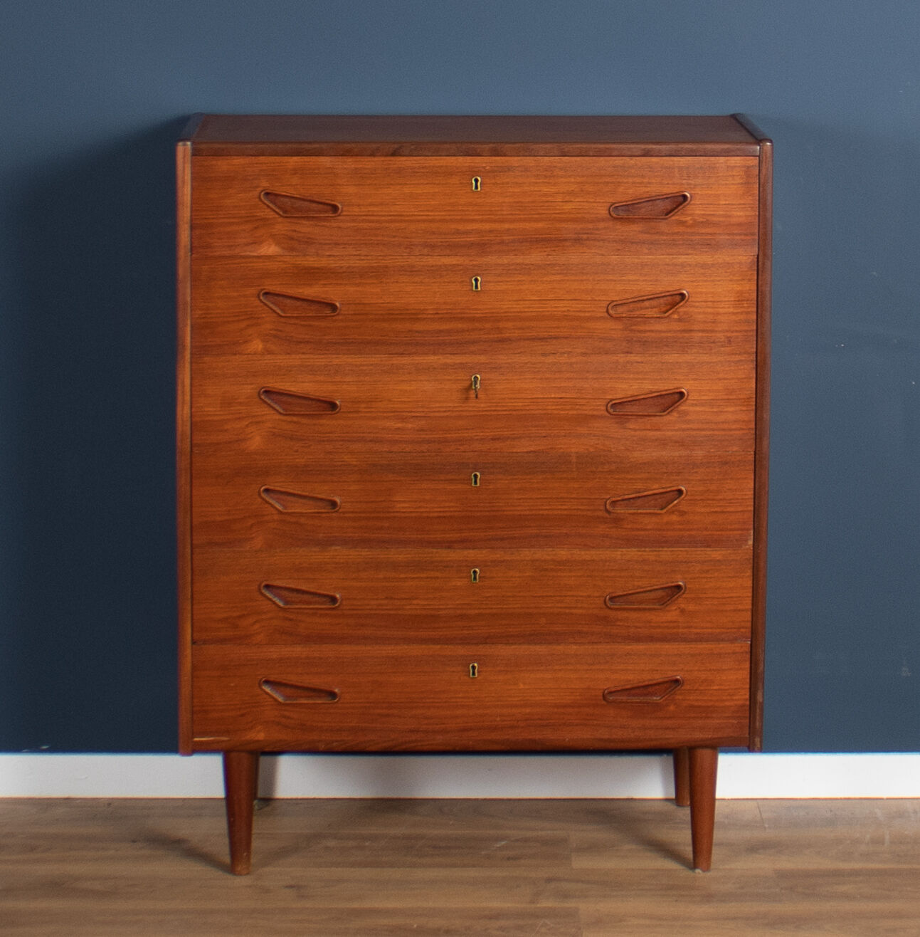Retro teak 1960s danish mid century chest of drawers made in denmark