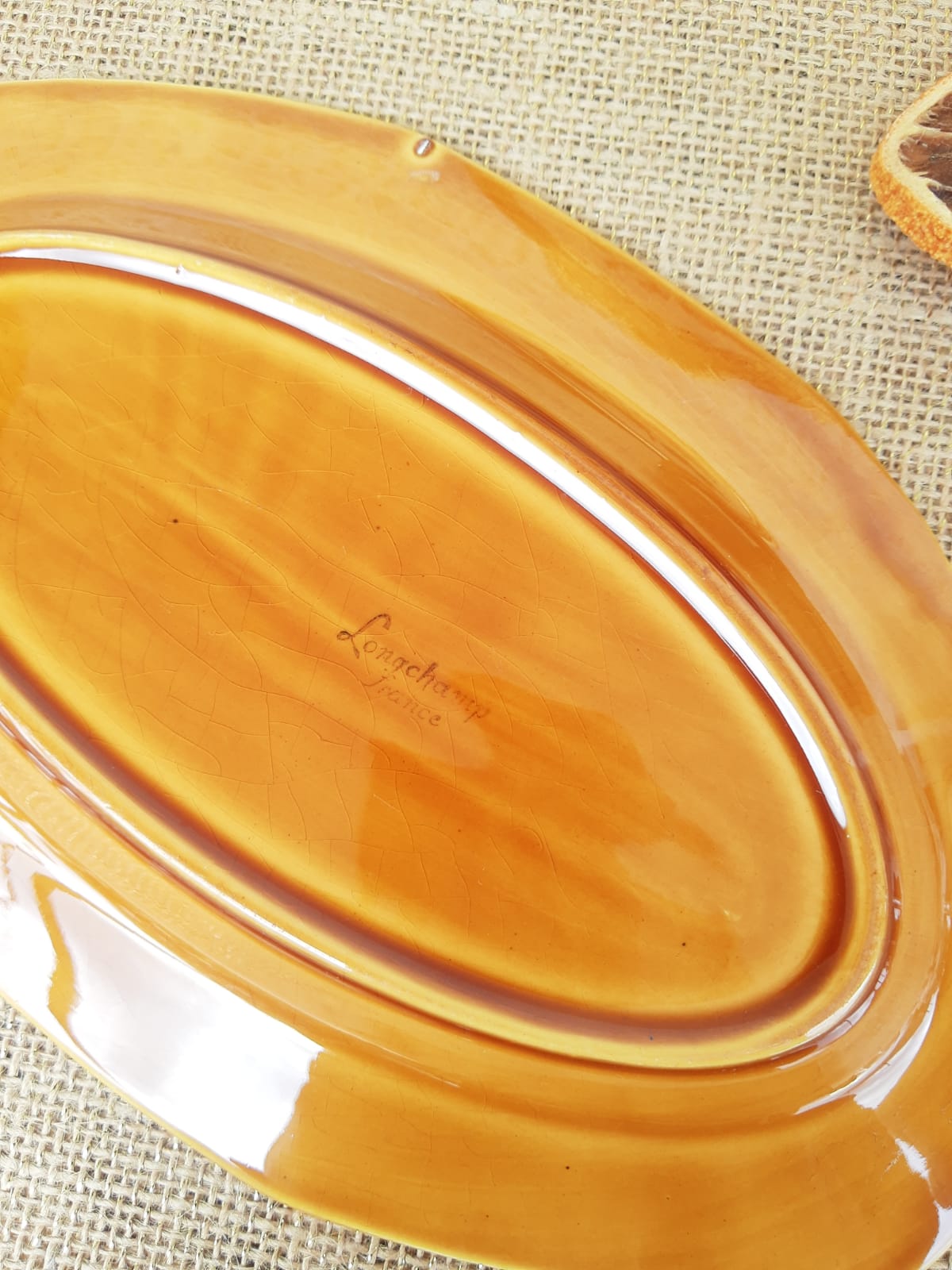 Ravier - plat Longchamp France moutarde - vintage