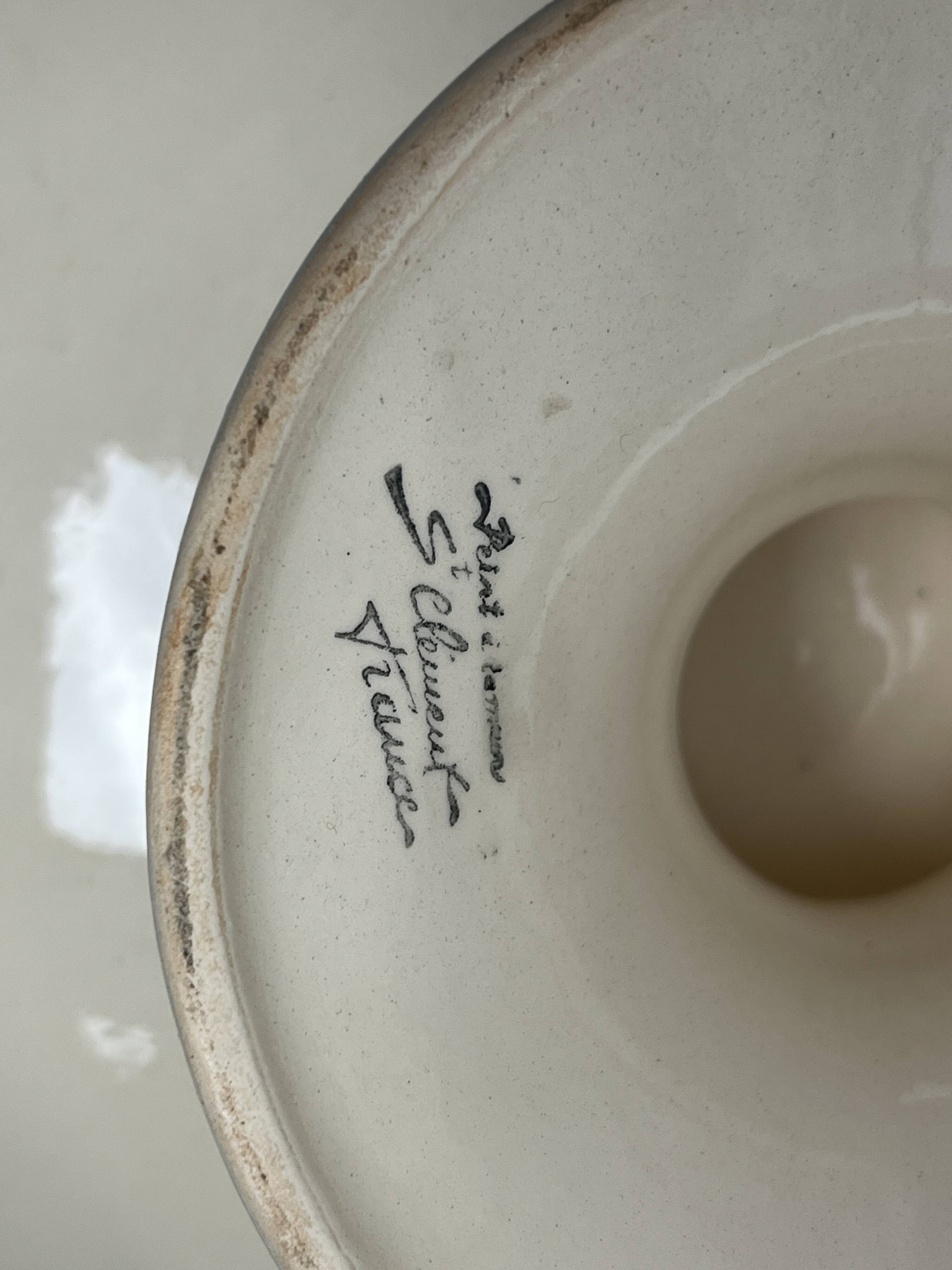 Art Deco, Saint Clément earthenware fruit bowl on foot circa 1930