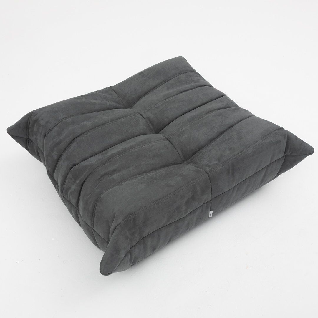 Togo lounge chair and pouf in black fabric by Michel Ducaroy for Ligne Roset, 1973, set of 2