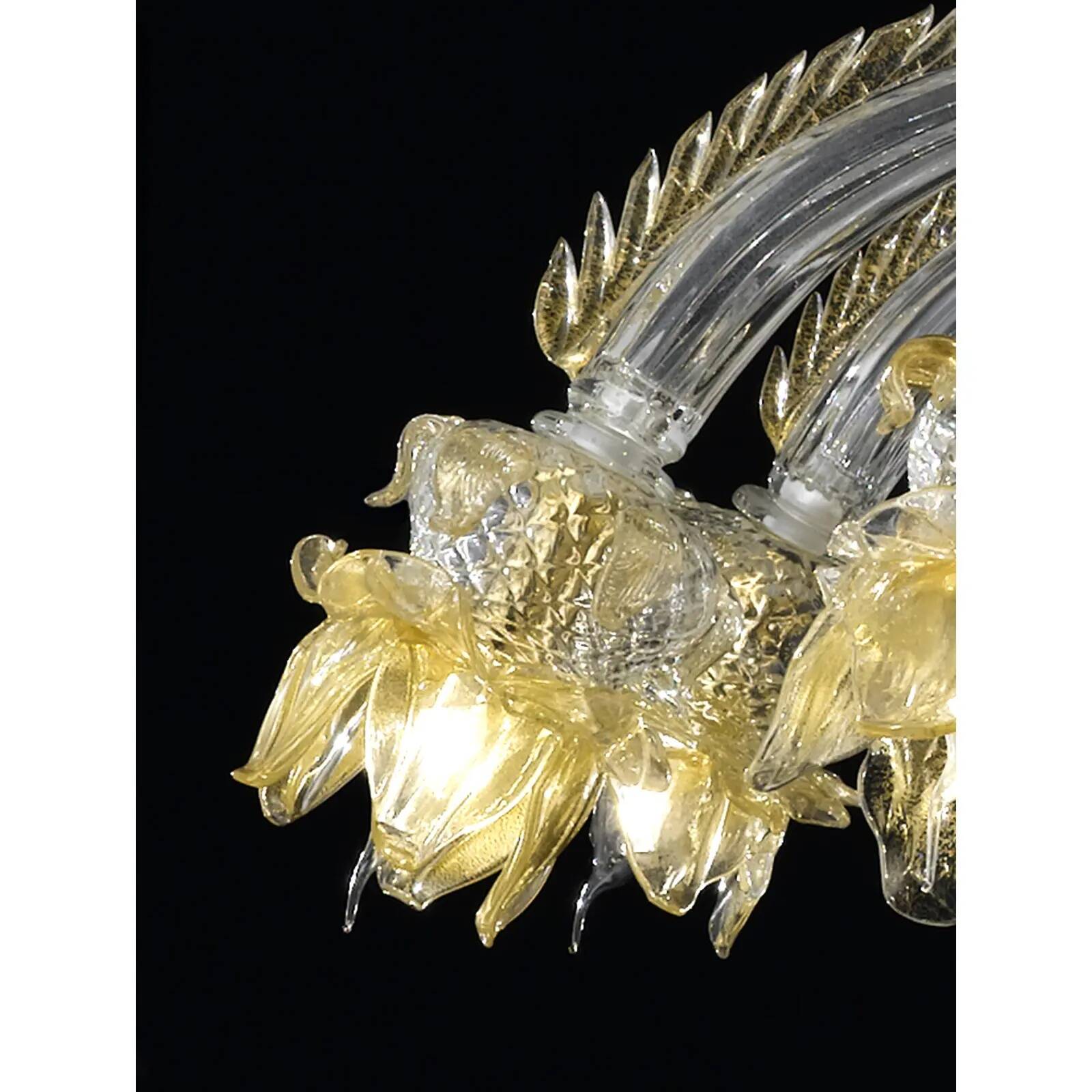 Huge Italian Murano Glass Chandelier with Handcrafted Flowers and Leaves