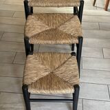 Vintage straw nesting stools, 60s design