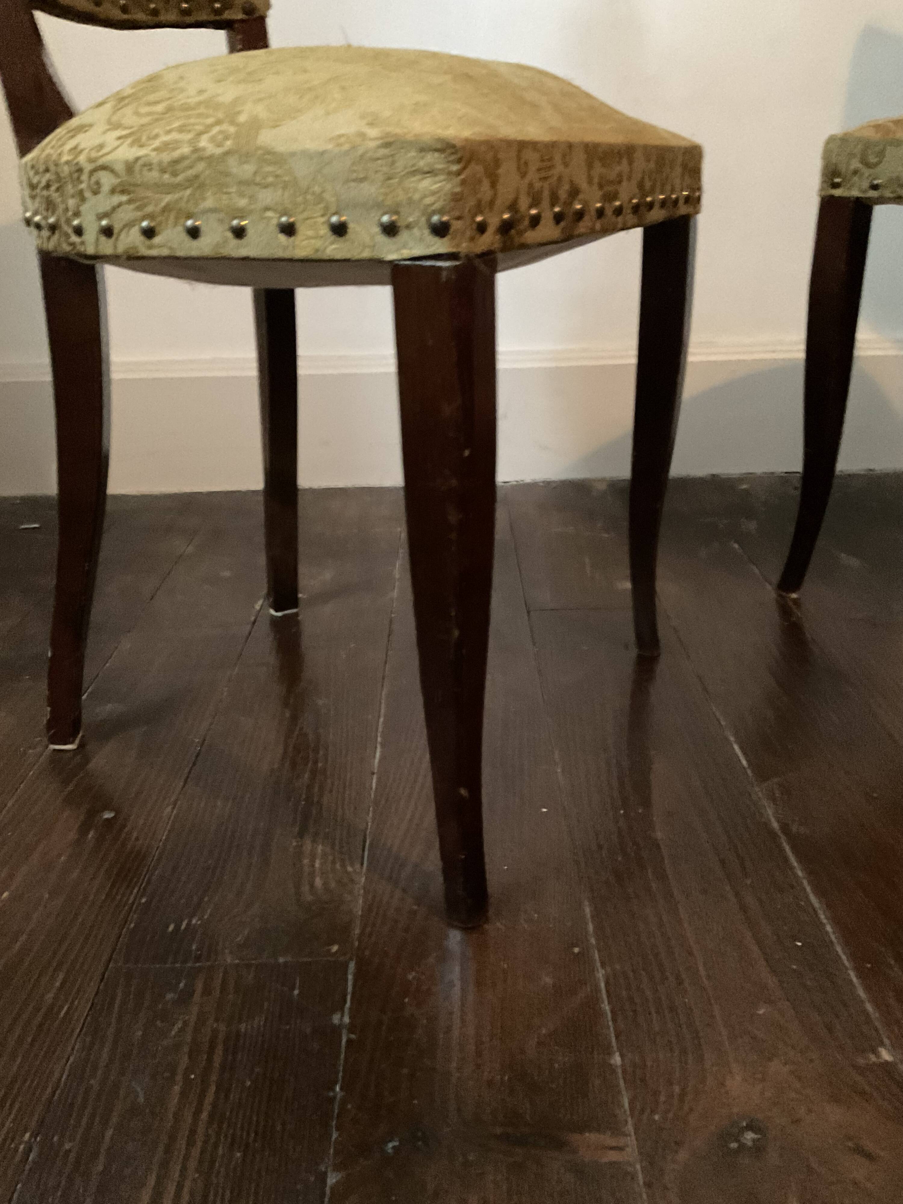 Pair of 60s bridge style velvet chairs