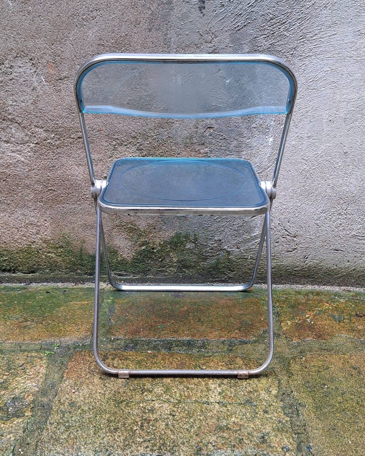 Plia chair in blue plexiglass by Giancarlo Piretti for Castelli