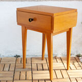 Vintage blond oak bedside table