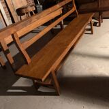 Ancien très grand banc de café en chêne