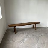 Brutalist bench in solid elm from the 50s