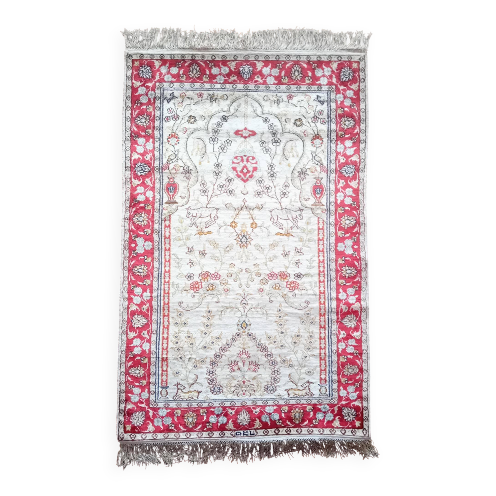 Handmade silk cashmere rug 125x76cm
