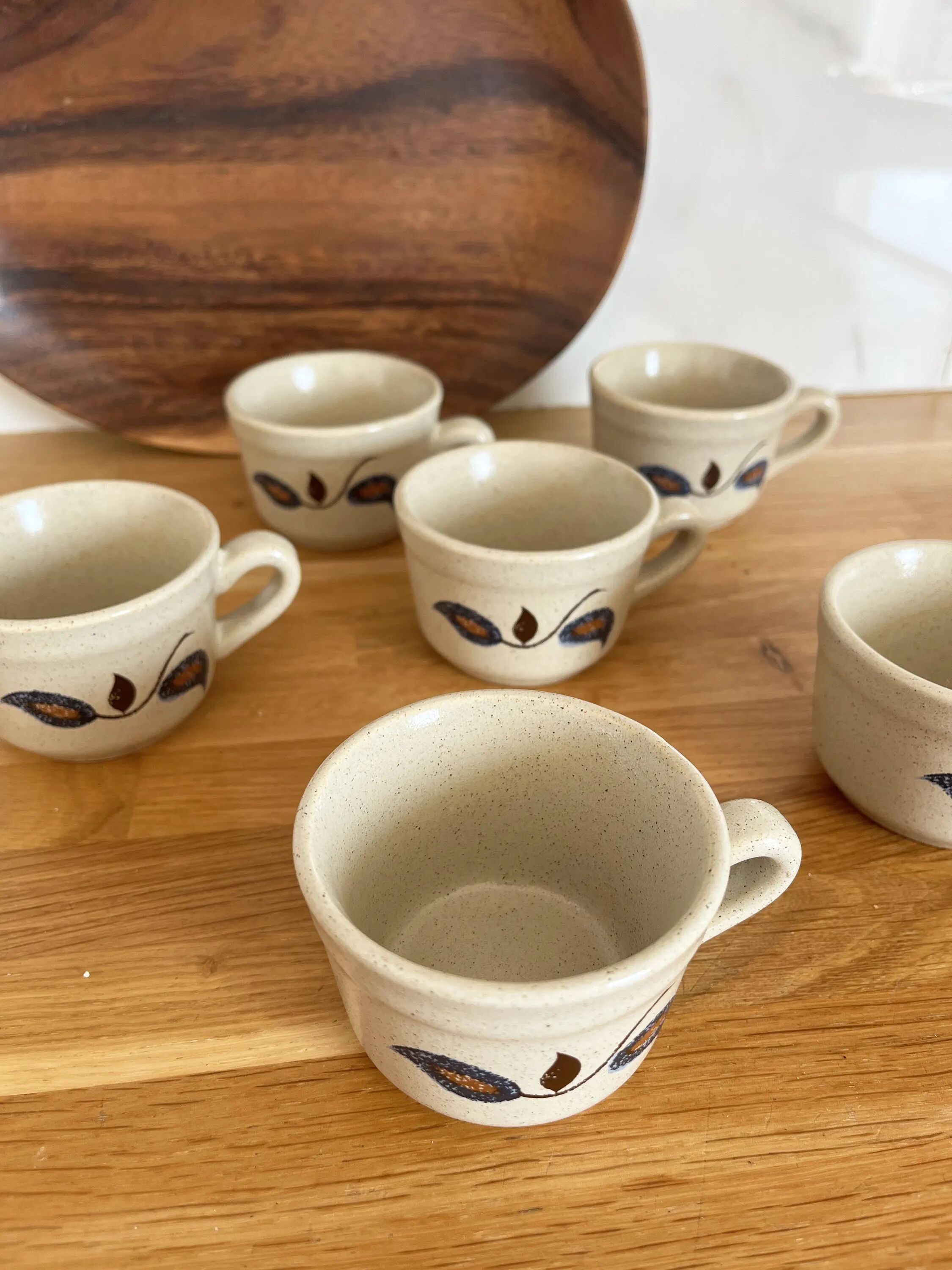 Set of 6 stoneware coffee cups from the 1970s.