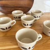 Set of 6 stoneware coffee cups from the 1970s.
