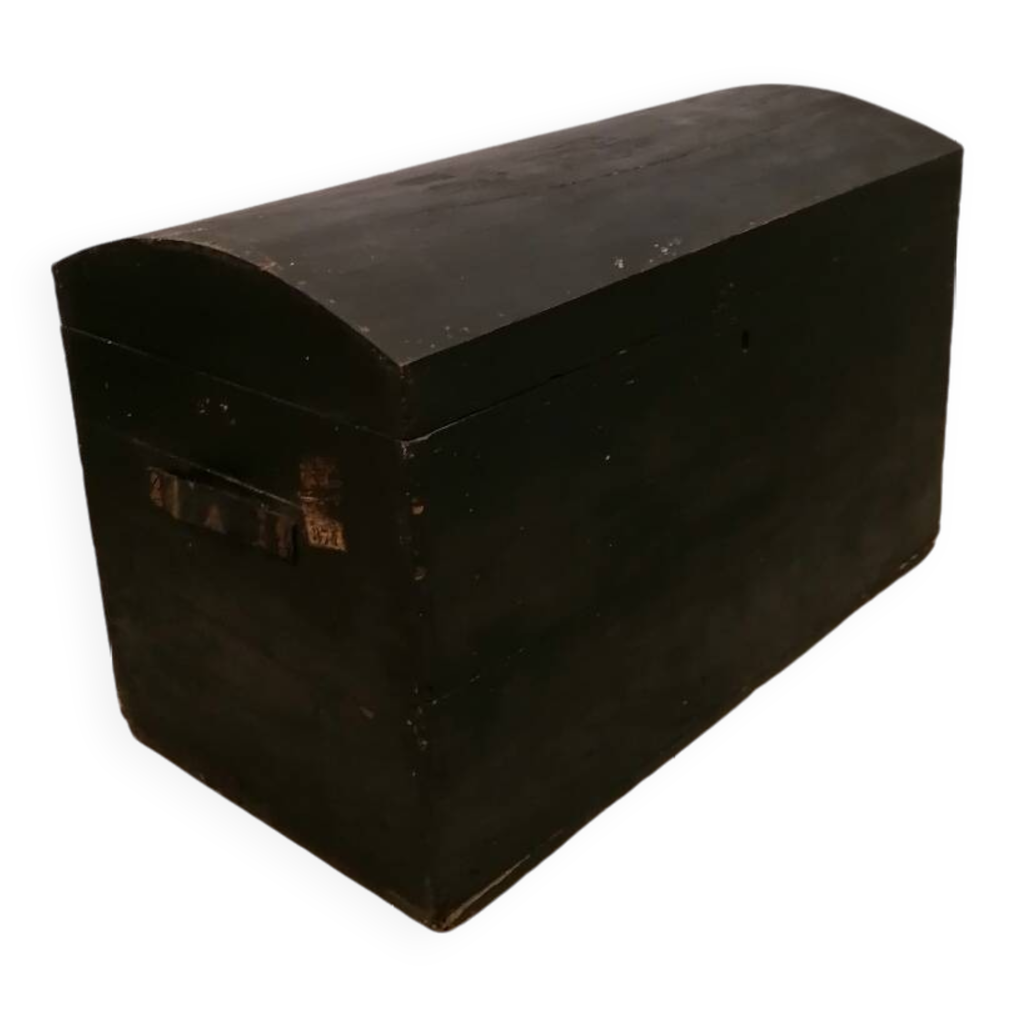 Large travel trunk in blackened wood