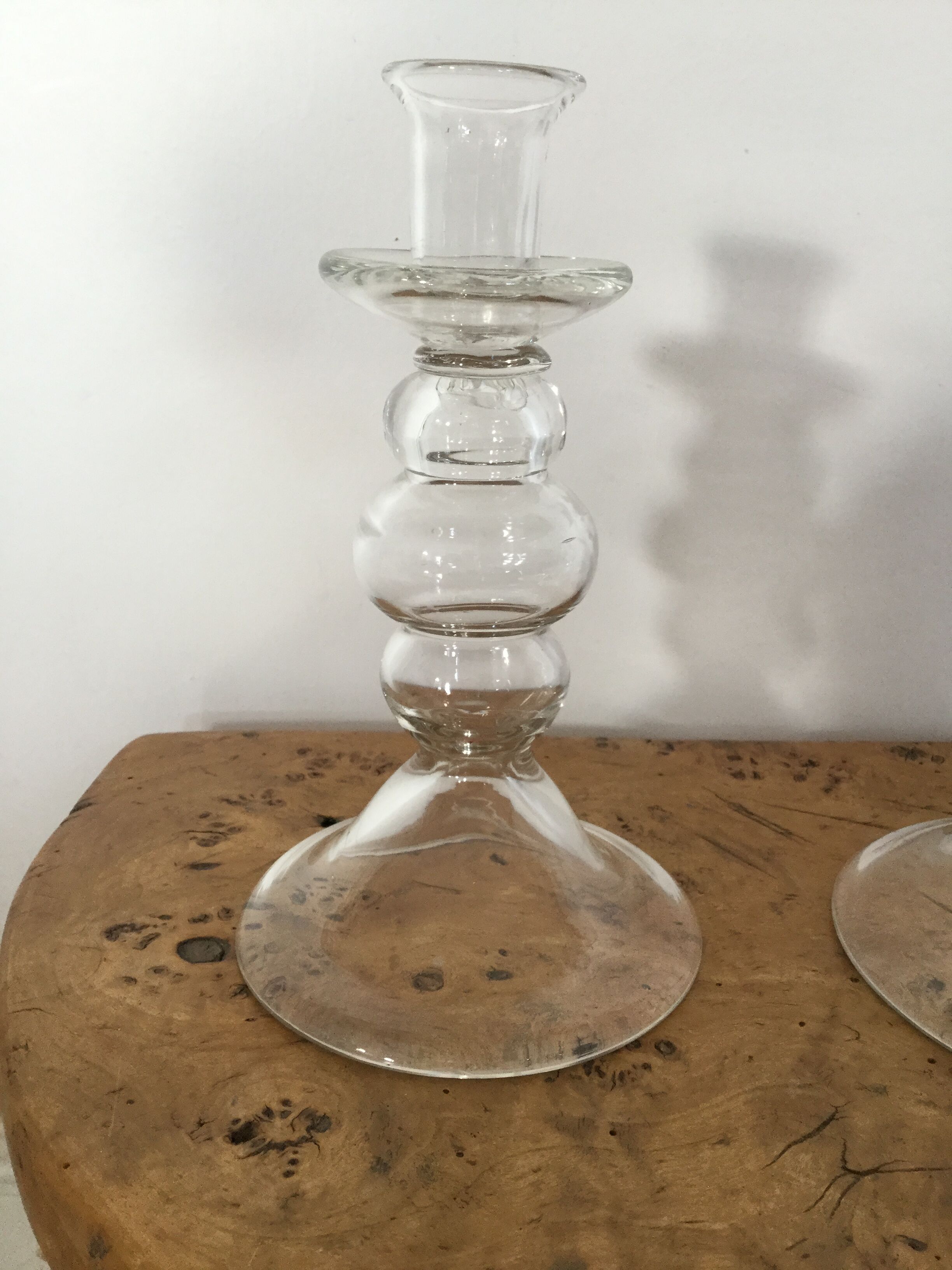 Pair of glass candlesticks