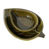 Duo of leaf and avocado slip in green ceramic - Portugal - vintage cup