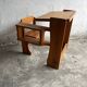 Vintage wooden folding school desk with bench – 1960s