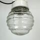 Industrial white porcelain pendant light with ribbed glass, 1970s
