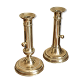 Duo of old brass candlesticks