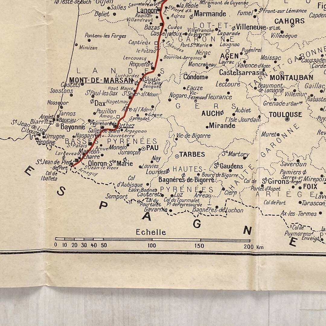 Vintage 1940 Occupied Zone Boundary Map