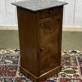 19th century bedside table in walnut, oak and marble top