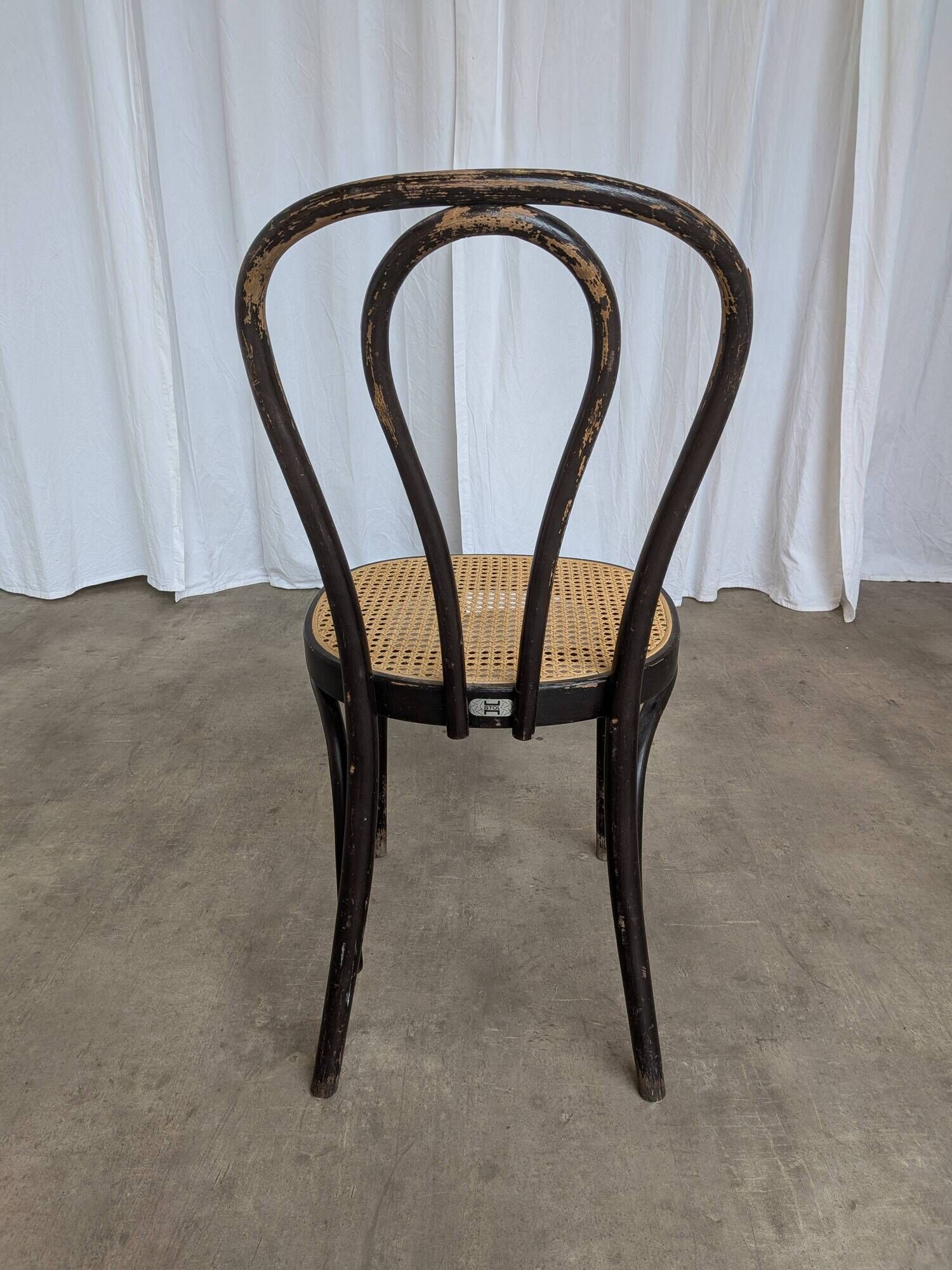 Set of 4 Mix&Match Thonet Style Dining Chairs / Black Bentwood Cane Chairs