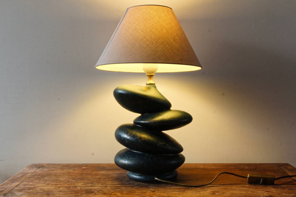 Ceramic pebble lamp by François Chatain