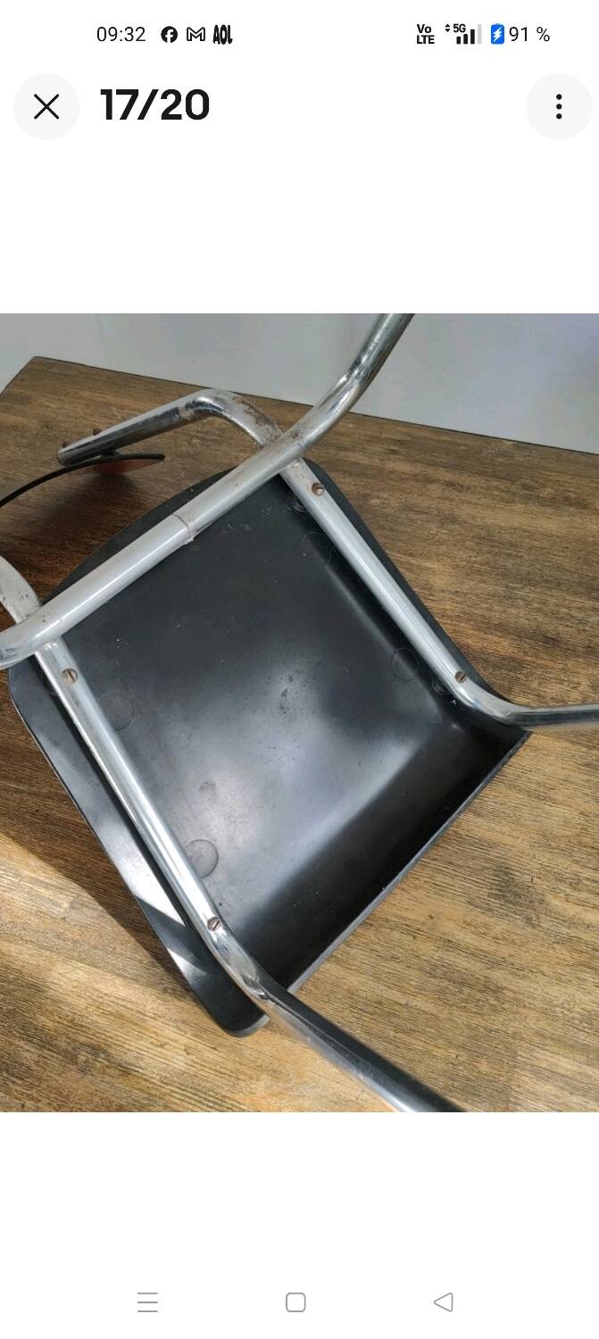 Jacques Hitier Chair 1950 Tubauto Red Bakelite Style Seat