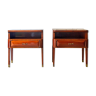 Pair of bedside tables in rosewood glass and brass of Permanent Exhibition Furniture Cantù Italia Anni