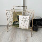 Vintage gold metal magazine rack