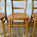 set of 4 Thonet bistro chairs in curved wood honey Mid-Century 50s
