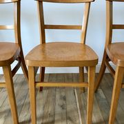 set of 4 Thonet bistro chairs in curved wood honey Mid-Century 50s
