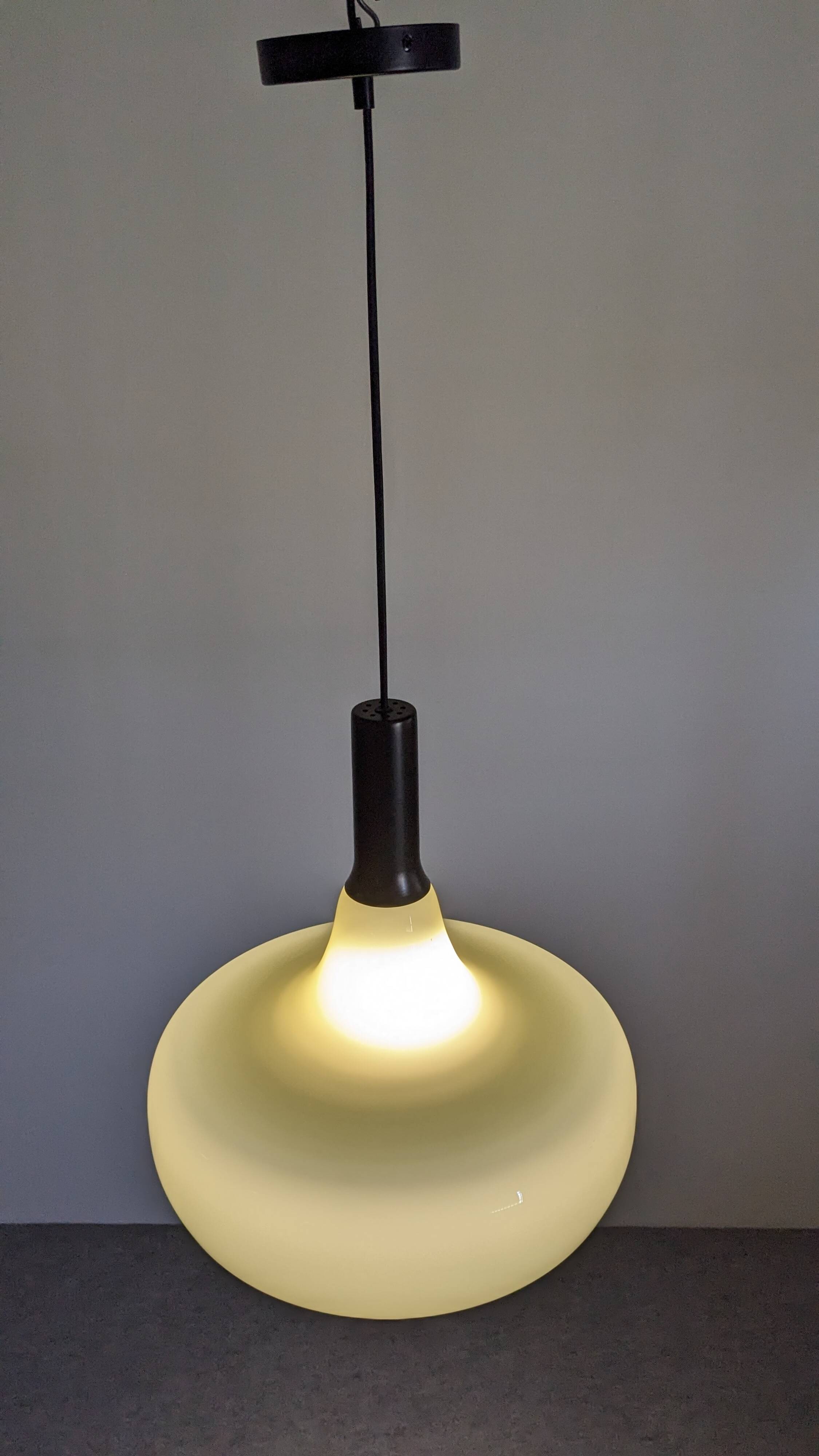 XL olive green opaline water drop pendant light from the 60s/70s