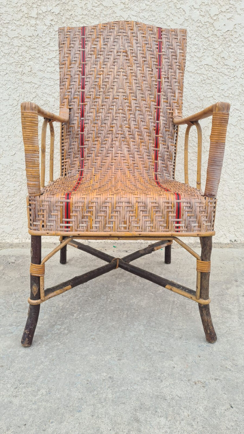 Rattan armchair "A la Girafe"
