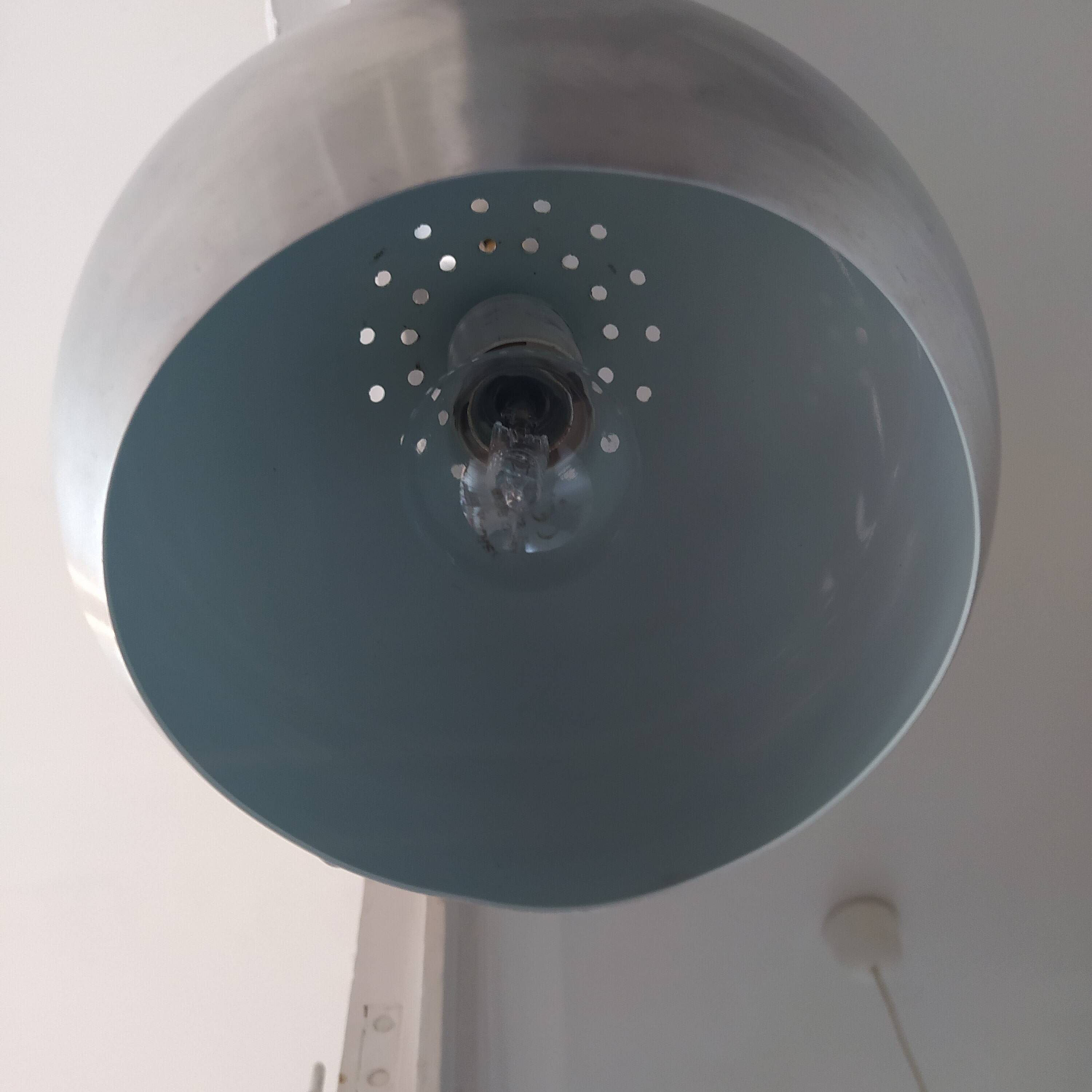 Vintage 70's ball pendant light in brushed aluminum