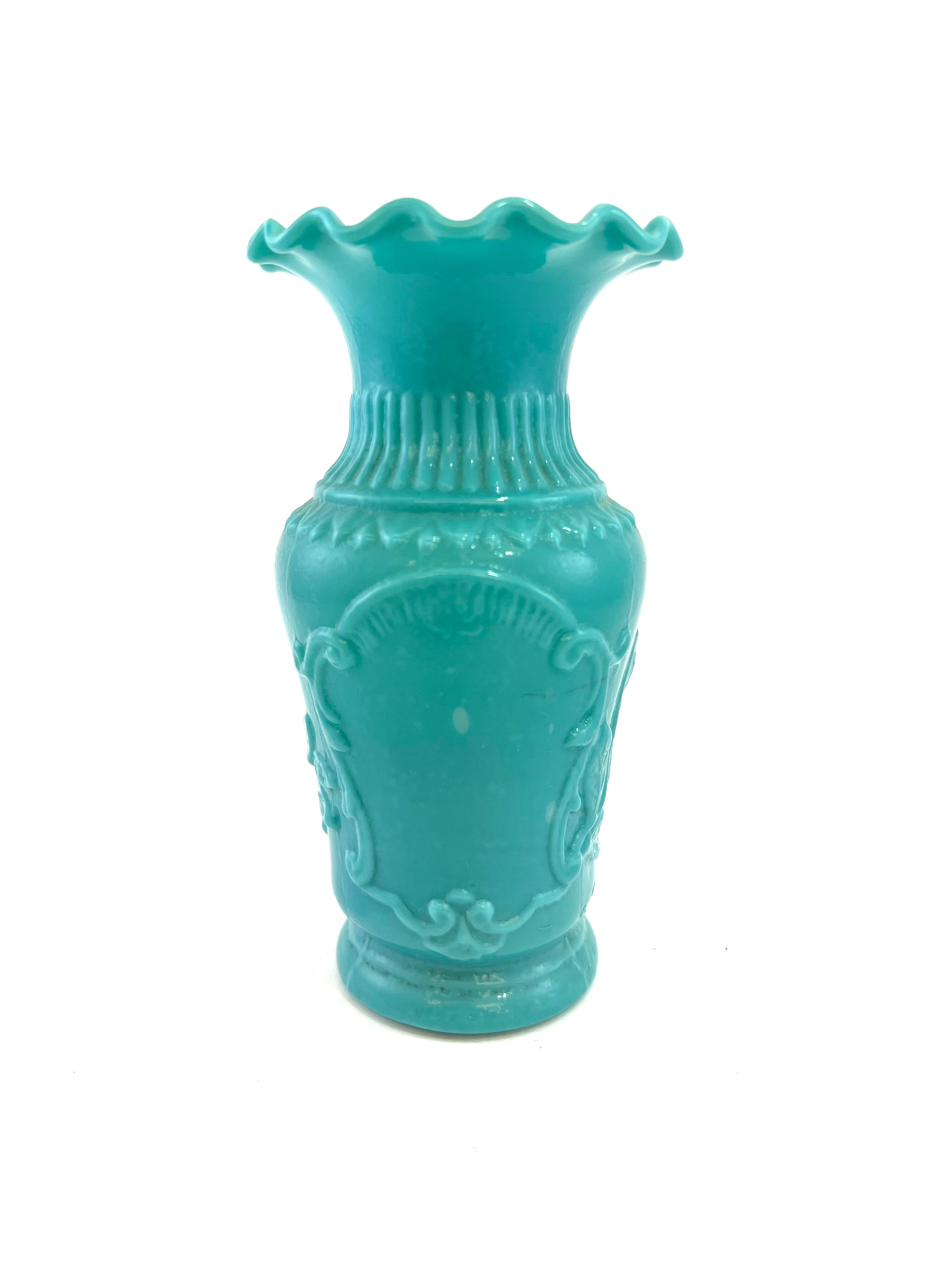 Turquoise blue opaline vase