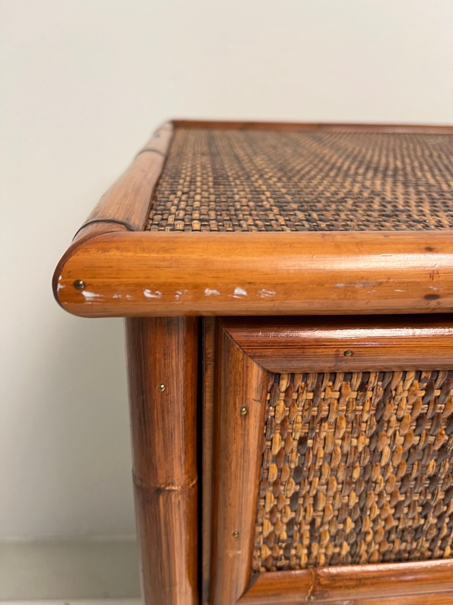 Vintage chest of drawers in bamboo and wicker 1970