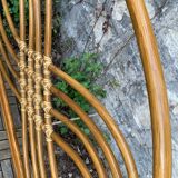 Rattan and leather headboard 140cm vintage 1970