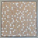 Vintage square side table with a mosaic ceramic top and hairpin legs