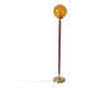 Teak and Amber colored Glass Floor Lamp