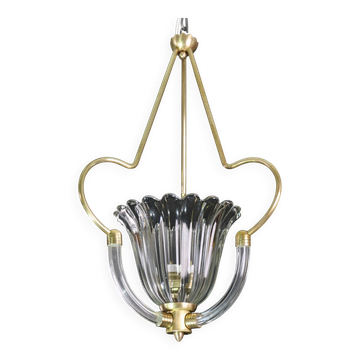 Art Decò Murano Glass Pendant Chandelier by Ercole Barovier, 1940s