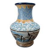 Japanese-style vase decorated with birds and lotus flowers.