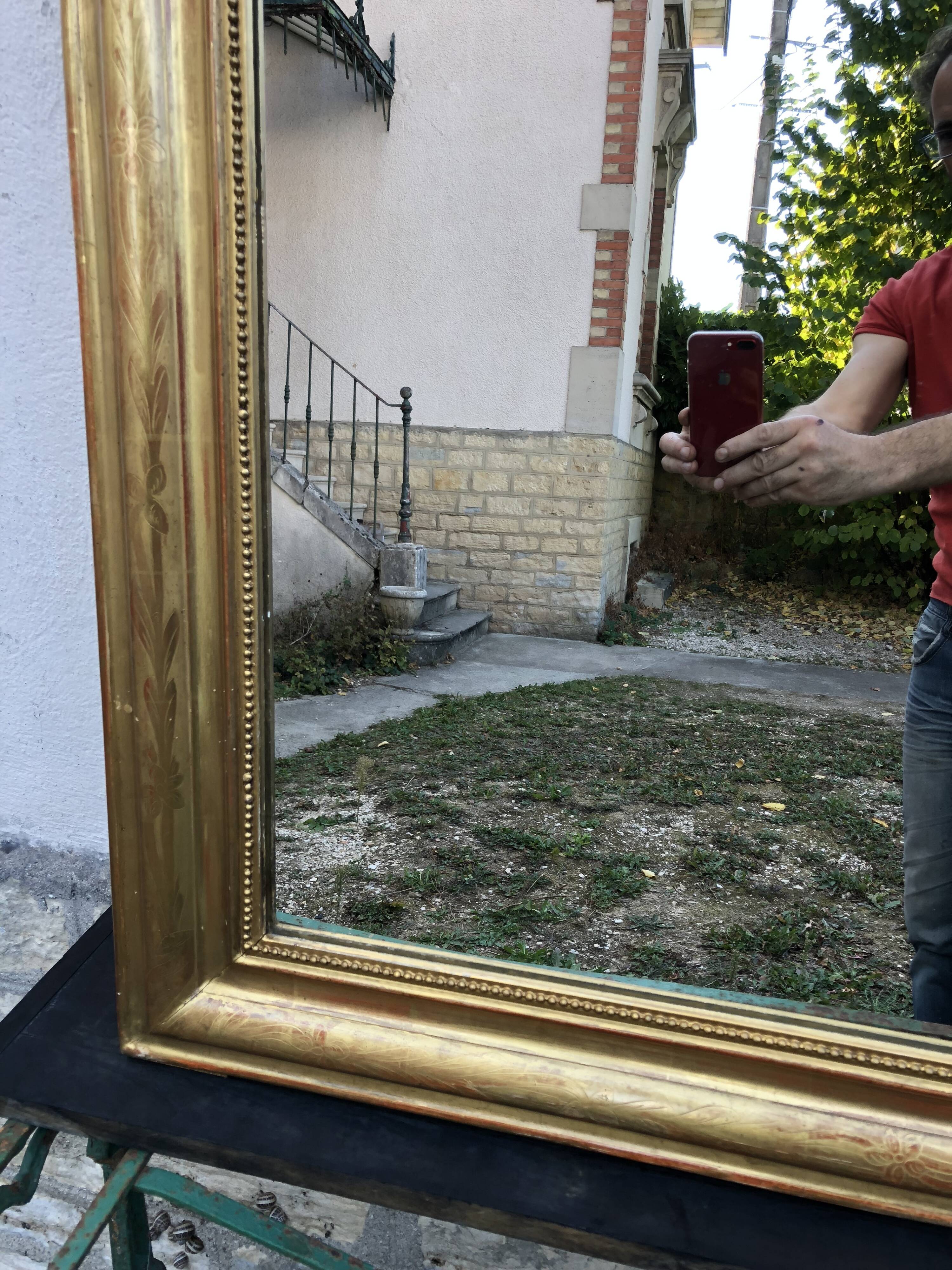 Miroir Louis-Philippe dorure feuille d'or 156x101cm