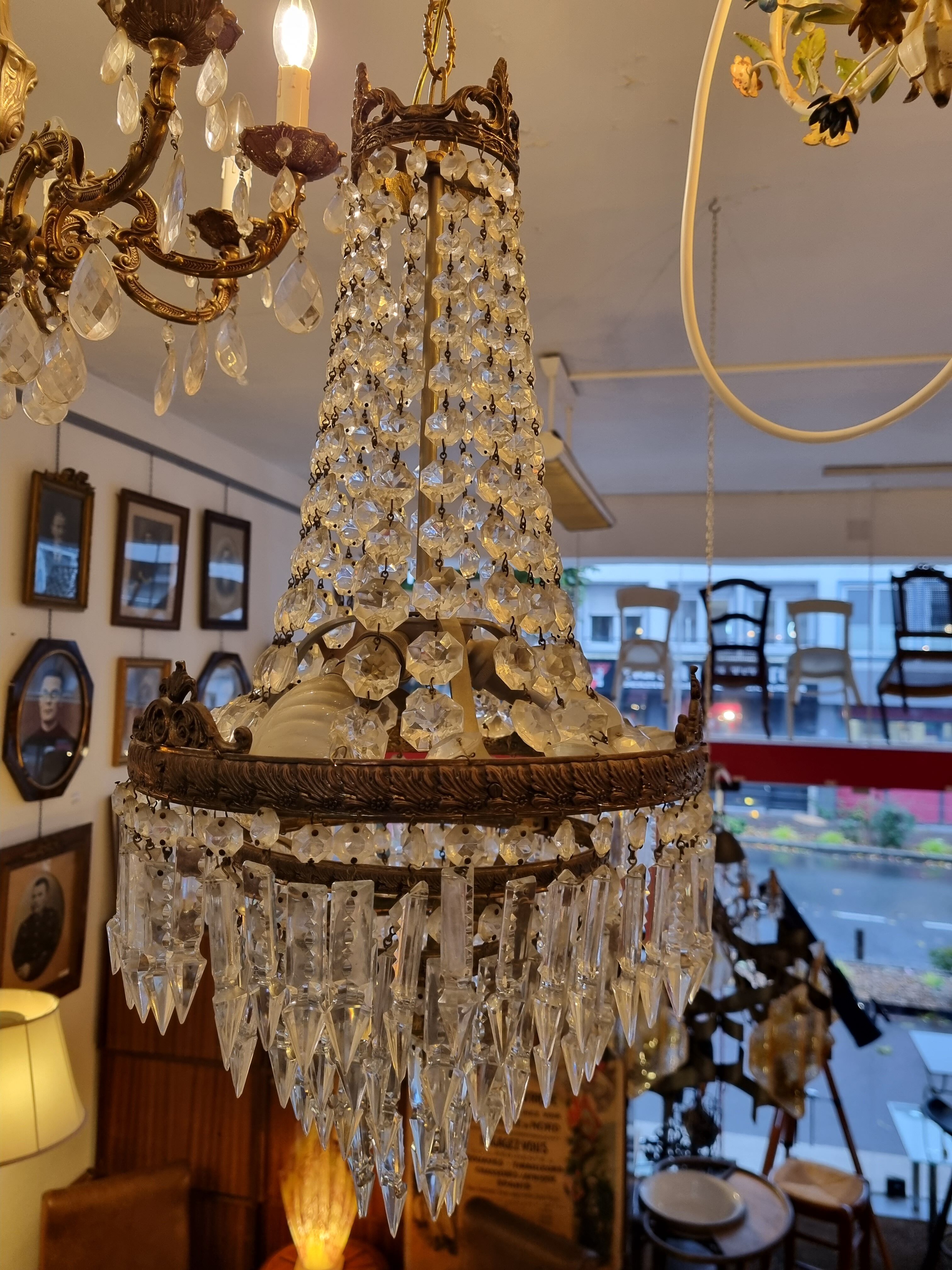 Hot air balloon chandelier with grapevines early twentieth century