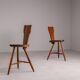 Pair of sculptural rustic wooden chairs in pine France 1960