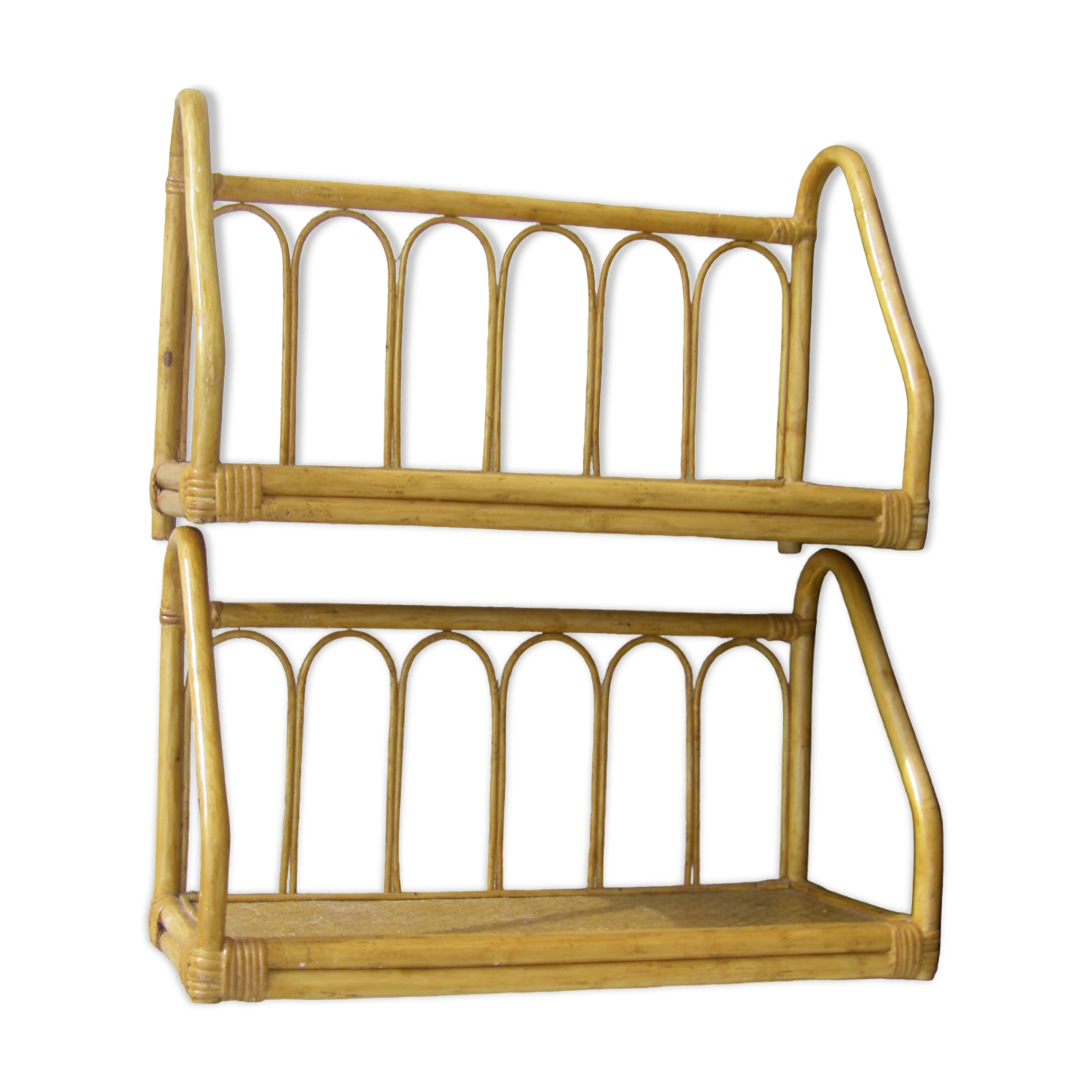Two rattan wall shelves