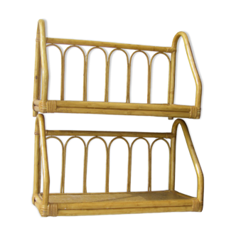 Two rattan wall shelves
