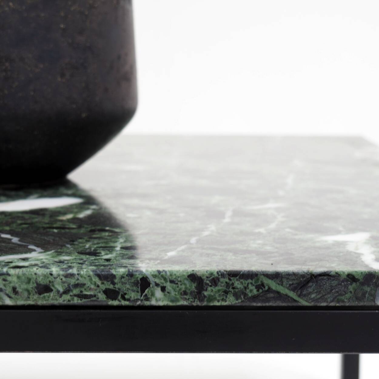 1960s Square Coffee Table with a Green Marble Top