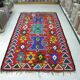 Vintage Kilim Rug Ancient Nomadic Tribal Traditional Multicoloured