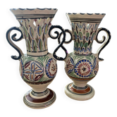 Paire de vases anciens en céramique – Poterie d’Art Habib Kerkenni – Nabeul, Tunisie
