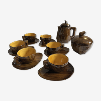 Coffee or tea service Vallauris imitation wood