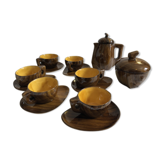 Coffee or tea service Vallauris imitation wood