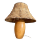 Wooden Lamp with Rattan Lampshade